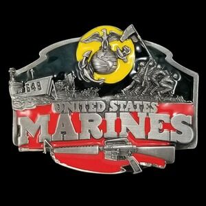 Vintage 1987 United States Marines Belt Buckle Siskiyou Buckle Co. USA Made